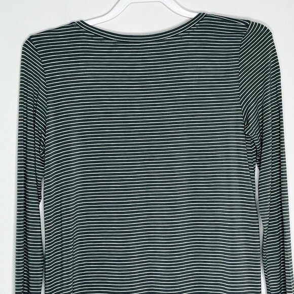 American Eagle Top Womens Small T Shirt Soft Sexy Slub Green Striped Casual Tee - Picture 10 of 11
